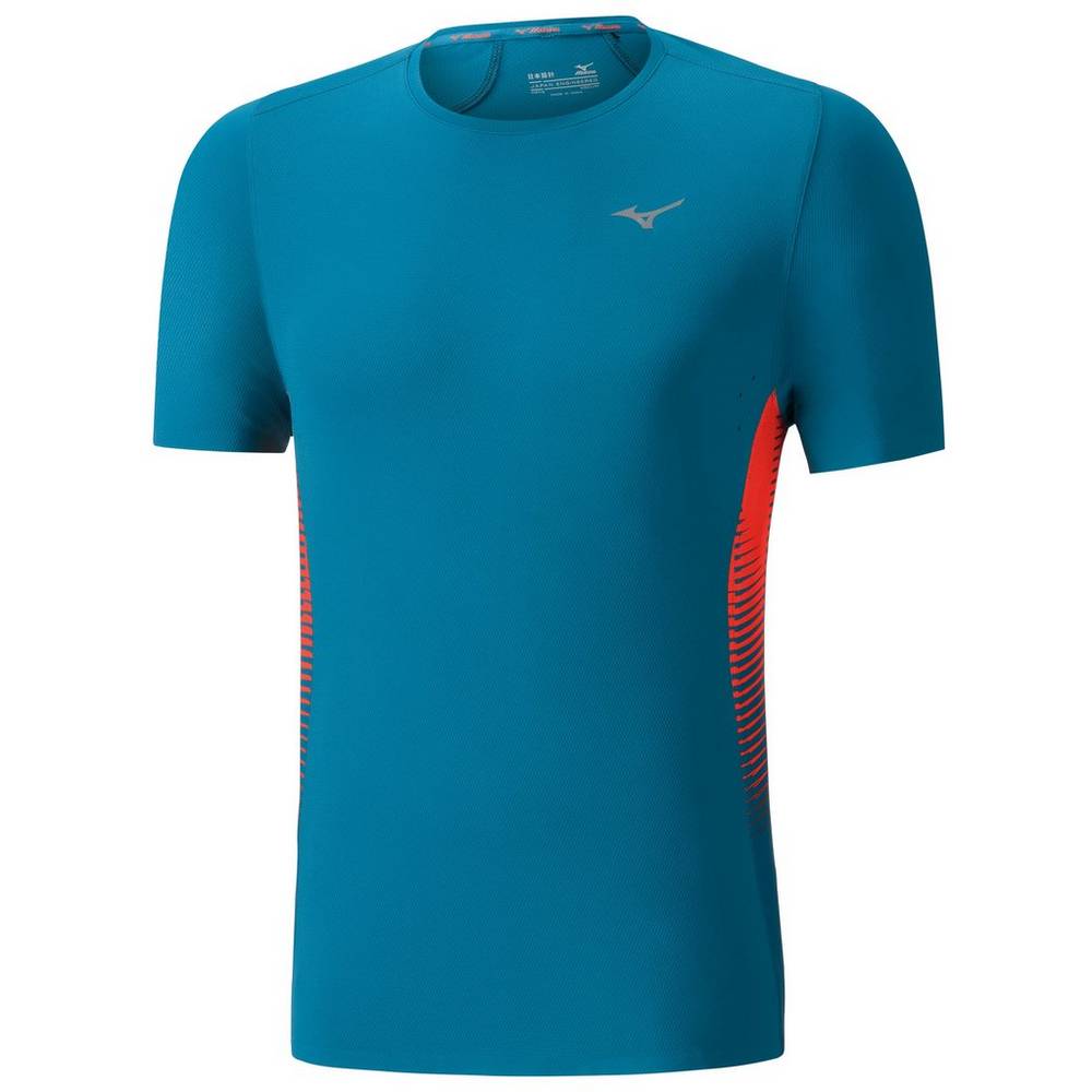 Camisetas Mizuno AERO 4.0 Hombre Azules/Rosas Baratas IKXO-09613